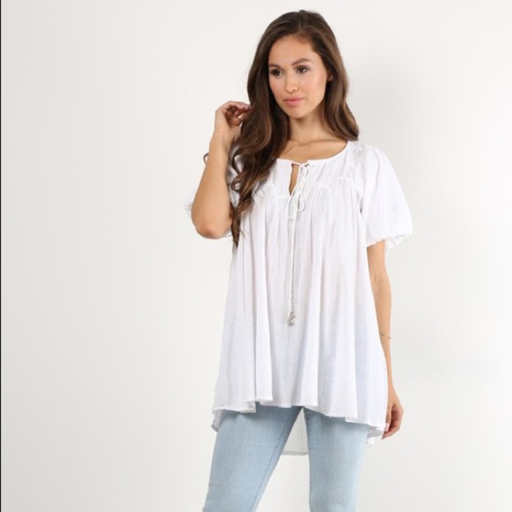Semi Sheer Crinkly Babydoll Tunic
